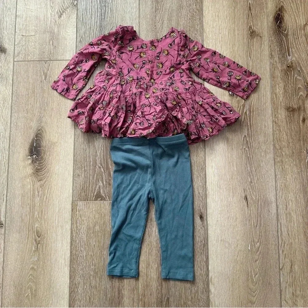 Isobella & Chloe Toddler Girl Long Sleeve Pink Floral Top with Pants Sz 18m GUC